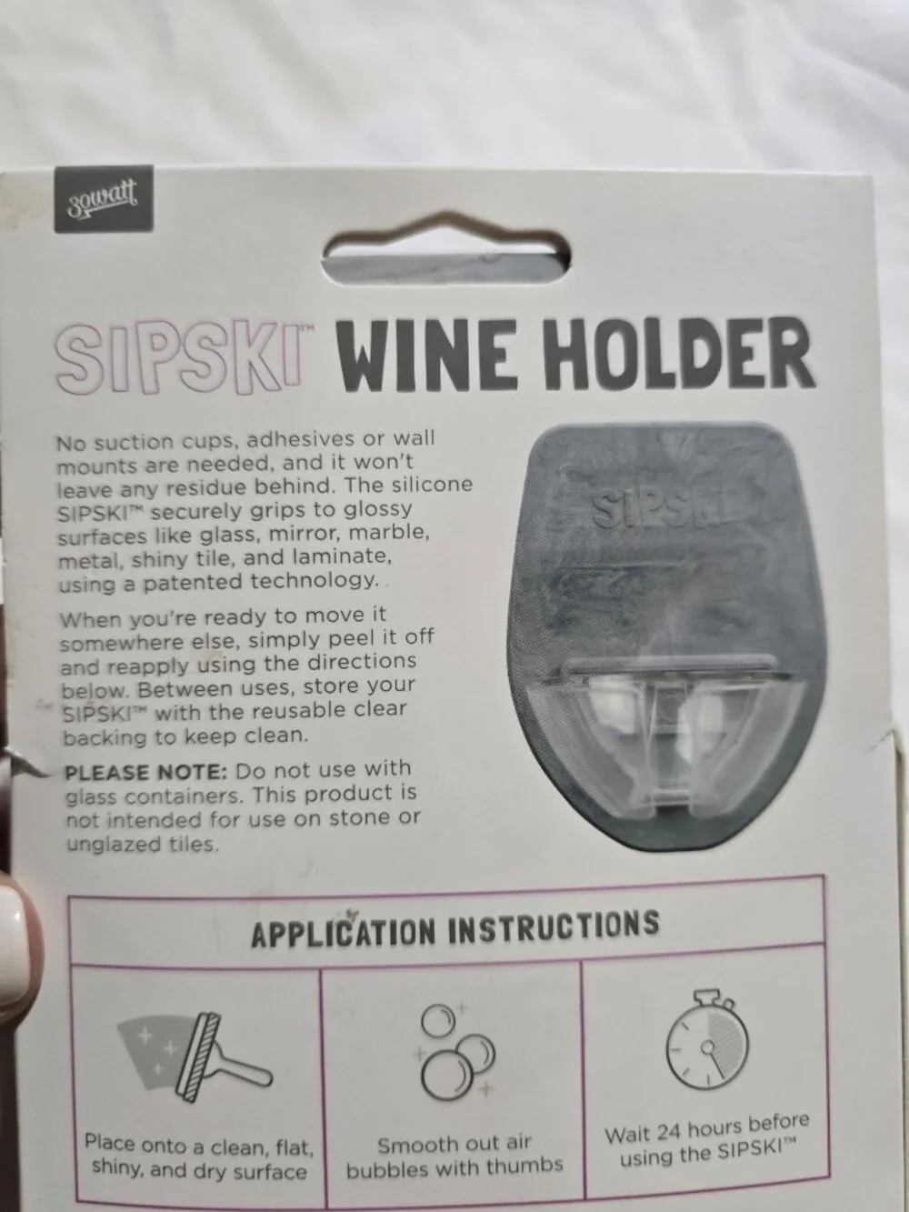 Sipski Wine Holder - Marble Design - 30Watt Patented Grip Technology - NWT